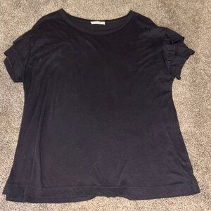 dark gray ruffle sleeve shirt